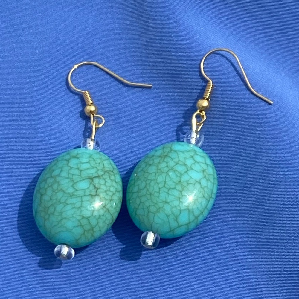 Turquoise drop earrings! Made by me ✨ - Picture 2 of 3